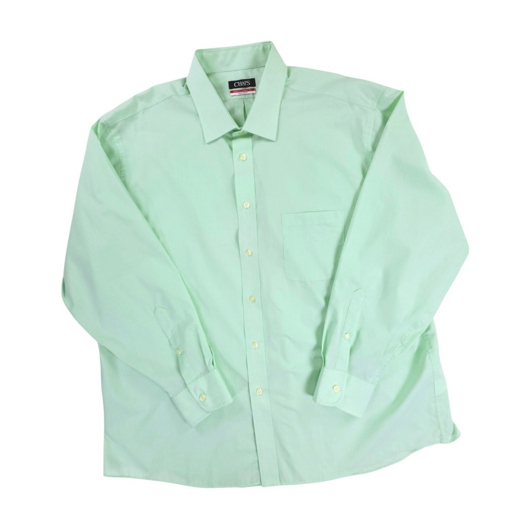Chaps 2XL Regular Fit Men's Dress‎ Shirt Long Sleeves 1 pocket Summer Kiwi Green